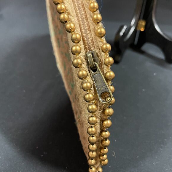 Antik Kraft Jute Clutch Natural Material Zip Up Half Circle Purse Bag - Picture 5 of 8